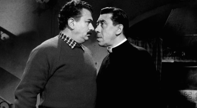 Il ritorno di don Camillo, il secondo capitolo della saga Gino Cervi e Fernandel in una scena del film