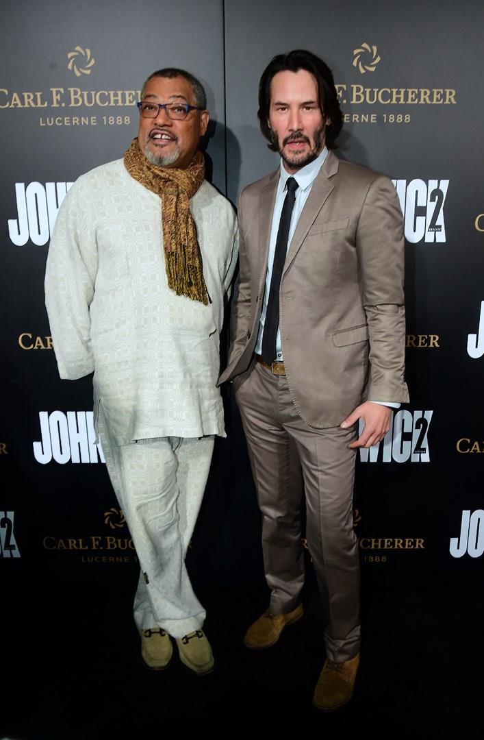 Reunion attori di Matrix Keanu Reeves e Laurence Fishbourne alla reunion di Matrix, alla prima di John Wick 2