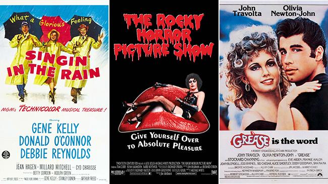 I 20 migliori film musical: la classifica Le locandine dei film musical: Singin' In the Rain, The Rocky Horror Picture Show, Grease