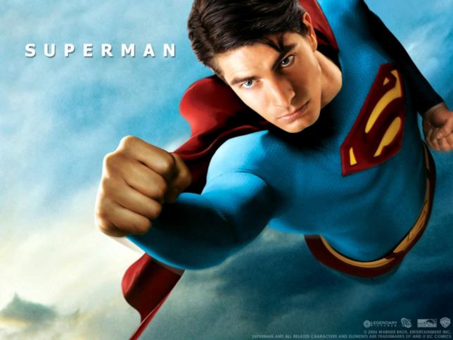 Brandon Routh in Superman Returns Brandon Routh nel ruolo di Clark Kent indossa il costume di scena di Superman Returns