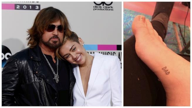 Miley Cyrus ha dedicato un tatuaggio al padre Il nuovo tatuaggio di Miley Cyrus dedicato al padre Billy Ray