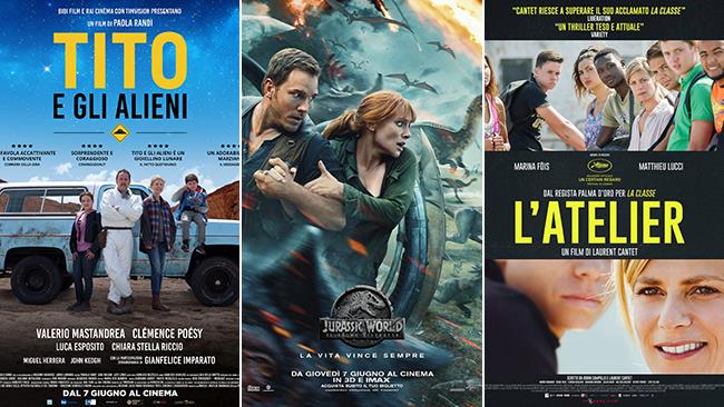 Weekend al cinema: i film in uscita il 9 e 10 giugno 2018 I poster dei film Tito e gli alieni, Jurassic World: il Regno distrutto, L'Atelier