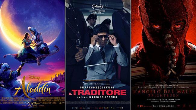 Weekend al cinema: i film in sala il 25 e 26 maggio 2019 I poster di Aladdin, Il traditore, L'angelo del male