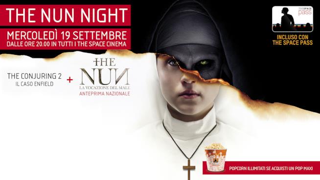 The Conjuring - Il caso Enfield e The Nun - La vocazione del male: la horror night nei cinema The Space Locandina Maratona Horror nei cinema The Space