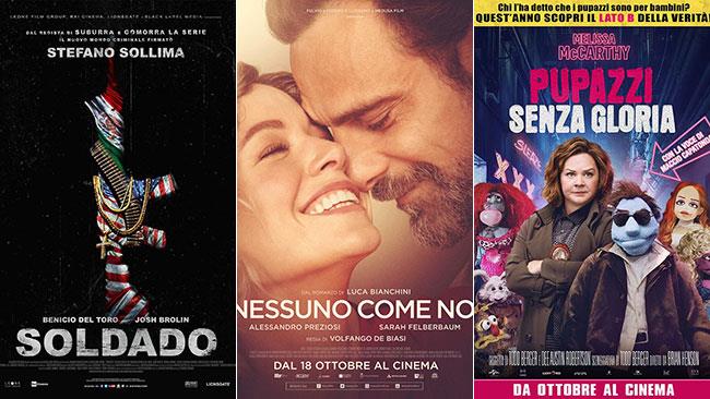 Weekend al cinema: i film in sala il 20 e 21 ottobre 2018 I poster dei film Soldado, Nessuno come noi e Pupazzi senza gloria