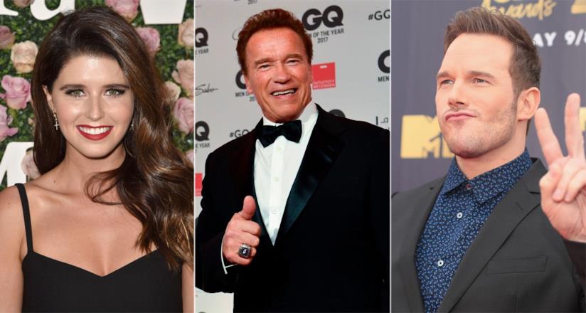 Chris Pratt e Katherine Schwarzenegger con Arnold: l'incontro ripreso dai paparazzi Katherine Schwarzenegger, il padre Arnold e Chris Pratt