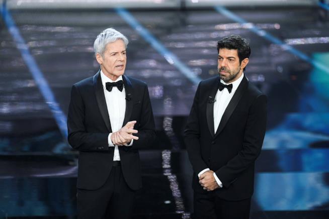 Seconda serata Festival di Sanremo Pierfrancesco Favino e Claudio Baglioni