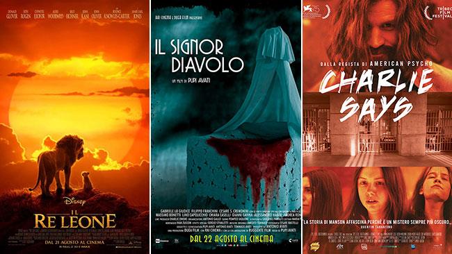 Weekend al cinema: i film in sala il 24 e 25 agosto 2019 I poster di Il Re Leone, Il signor diavolo, Charlie Says