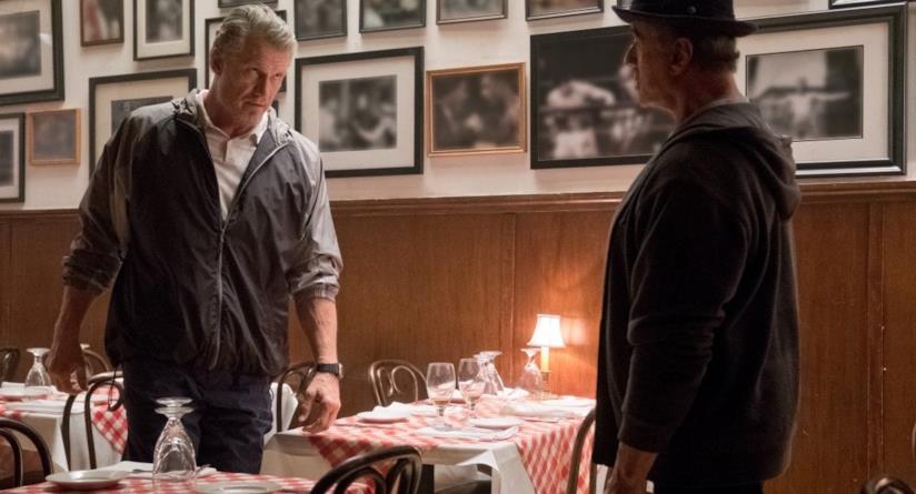 Creed II, Sylvester Stallone e Dolph Lundgen in uno stunt di una scena poi cancellata Dolph Lundgren e Sylvester Stallone in una scena del film