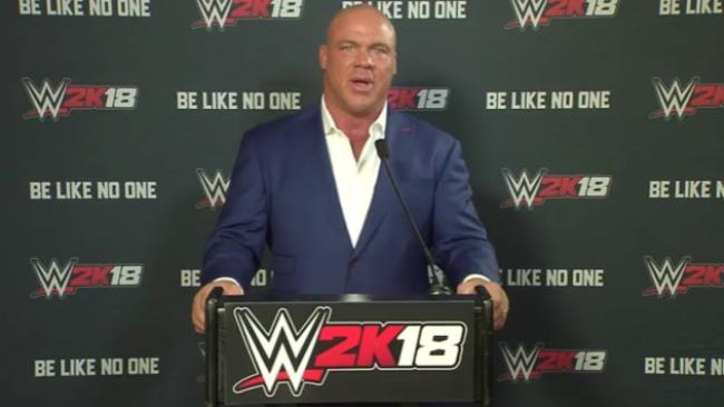 Kurt Angle alla conferenza stampa di WWE 2K18 Kurt Angle annuncia il suo ingresso in WWE 2K18