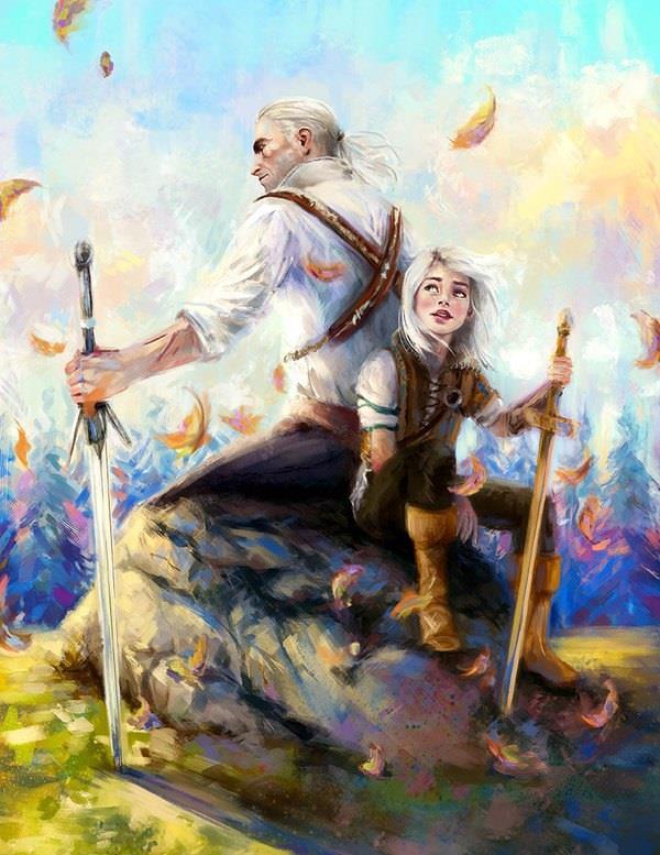 Geralt e la piccola Ciri Lo Strigo Geralt e Ciri bambina