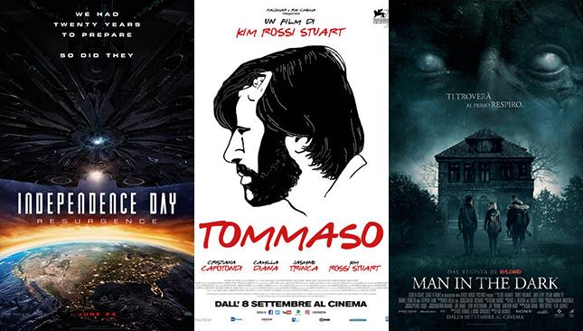Weekend al cinema: i film in uscita il 10 e 11 settembre 2016 Le locandine di Independence Day: Rigenerazione, Tommaso e Man in the Dark