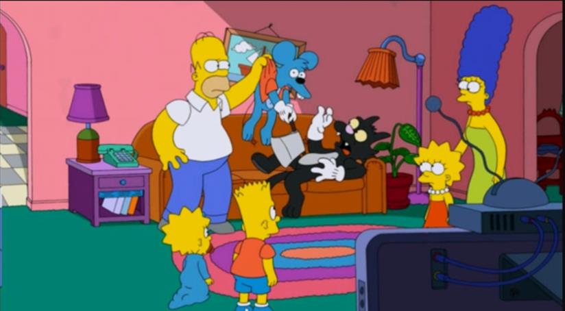Le più memorabili gag del divano dei Simpson In foto Homer è arrabbiato con Grattachecca e Fichetto