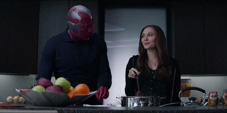 Scarlet Witch Paul Bettany e Elizabeth Olsen nei panni di Visione e Scarlet Witch