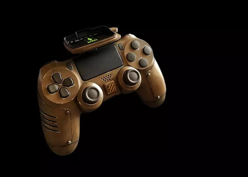 Il Pip-Boy del pad ispirato a Fallout 4 Foto laterale del DualShock di Fallout 4