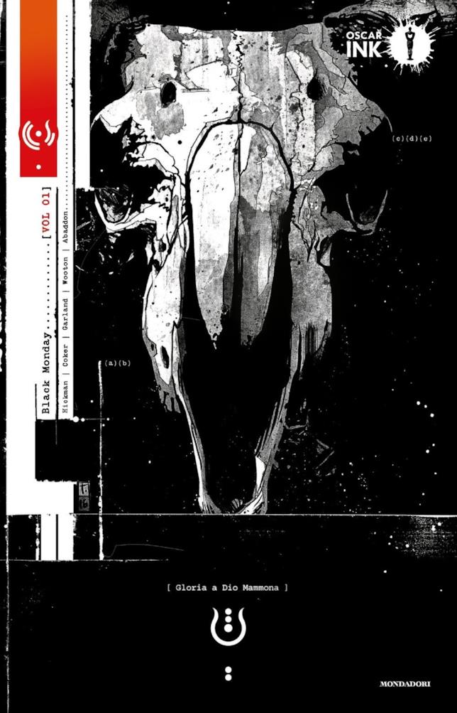 La copertina italiana del primo volume di Black Monday Black Monday - Gloria a Dio Mammona