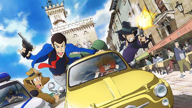 Lupin III a Lucca 2017 con Kazuhide Tomonaga Lupin con i compagni Jigen e Goemon