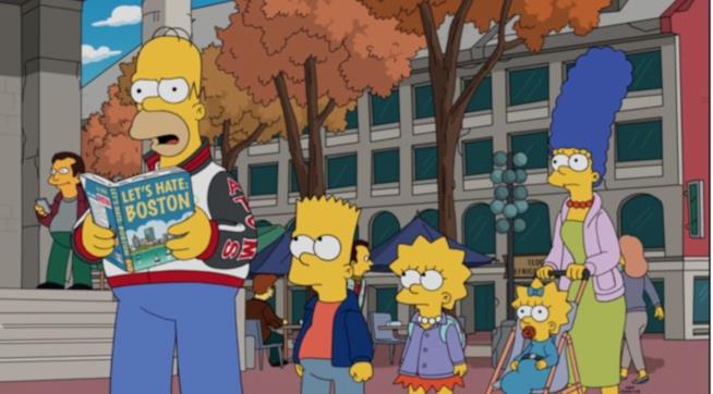 I Simpson visitano Boston nell'episodio 599 della serie TV In foto Homer, Bart, Lisa, Maggie e Marge