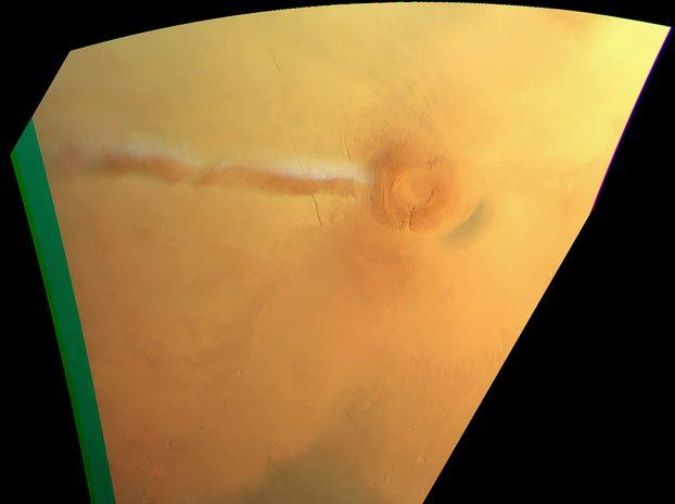La nube bianca marziana vista da vicino La nube bianca marziana in un'immagine ripresa dal satellite dell’Esa Mars Express