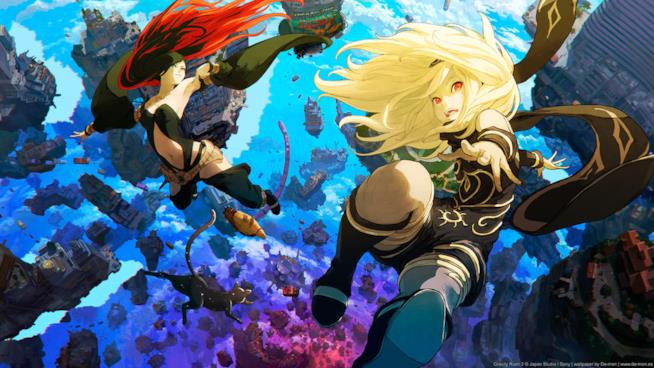 Un lungo video di gameplay per Gravity Rush 2 L'eroina di Gravity Rush 2 fluttua nell'aria sulla cover del gioco