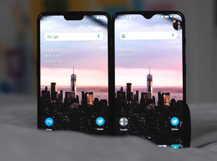 Confronto tra OnePlus 6 e 6T relativo alle tacche sul display Foto che mostra le differenze tra le tacche sul display di OnePlus 6 e 6T