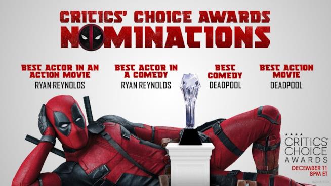 Deadpool e le nomination dei cinecomic ai Critics' Choice Awards 2016 Deadpool e le sue nomination ai Critics' Choice Awards