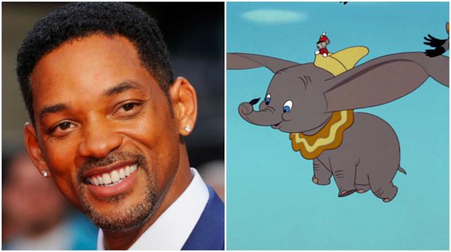 Will Smith è in trattative per Dumbo di Tim Burton Un collage tra Will Smith e Dumbo